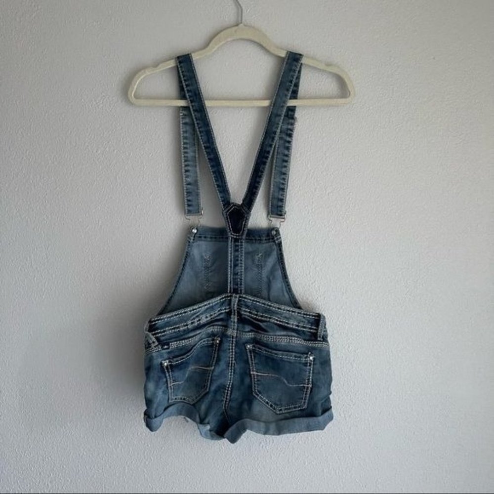 Almost Famous Denim Short Overalls Size 3 - Picture 2 of 10